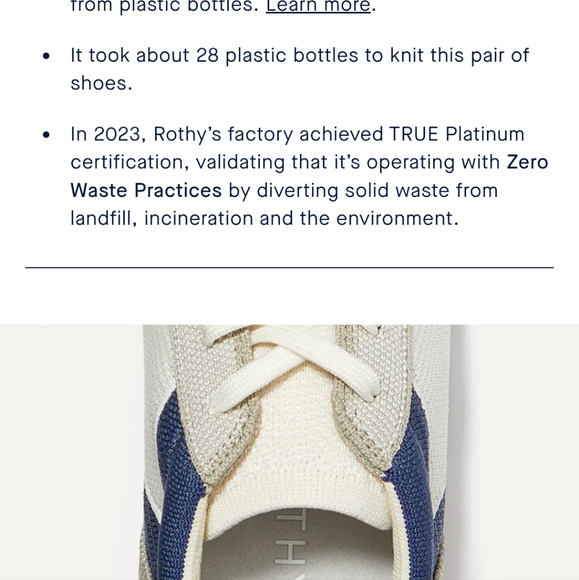 NWT/NIB Rothys Men's Navy RS01 Sneakers, Size 10 - Picture 9 of 9